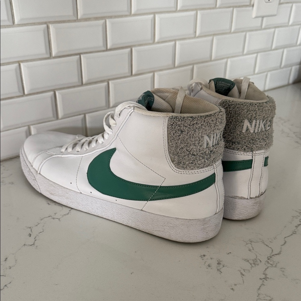 Nike SB White and Green High-Top Sneakers